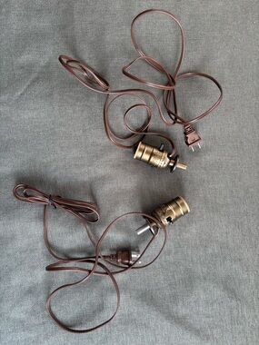 NWOT Pair of Brown Electric Lamp Sockets with Brass Hardware